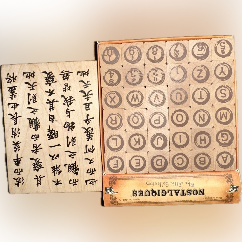 Alphabet Letter Number Rubber Stamp Set & Calligraphy Script Block Lot - Picture 4 of 4